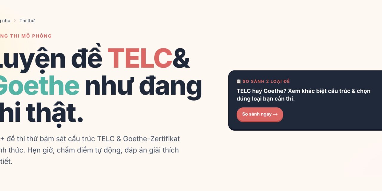 Phòng thi thử EzDeutsch | Luyện thi TELC/Goethe A1, A2, B1, B2 Online