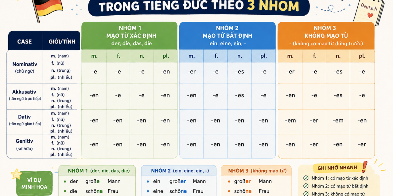 Tính Từ Trong Tiếng Đức: Cách Chia Đuôi & So Sánh A-Z
